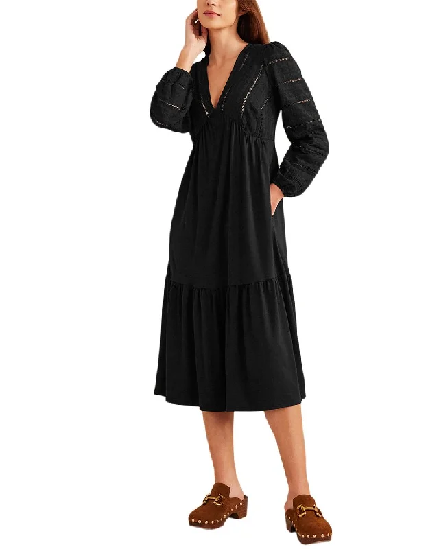 Boden Woven Mix Midi Jersey Dress Tunics Vintage classic