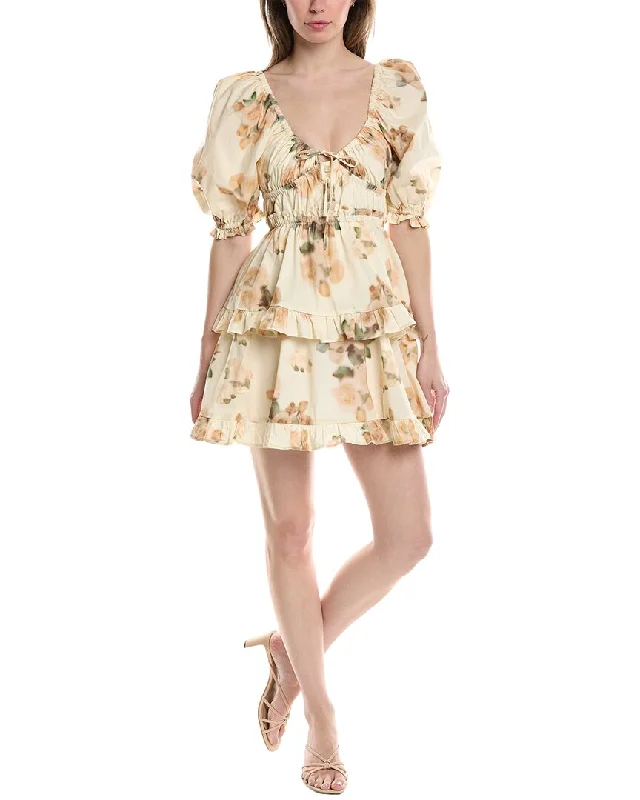 WeWoreWhat Puff Sleeve Mini Dress Bodycon Club Sequined
