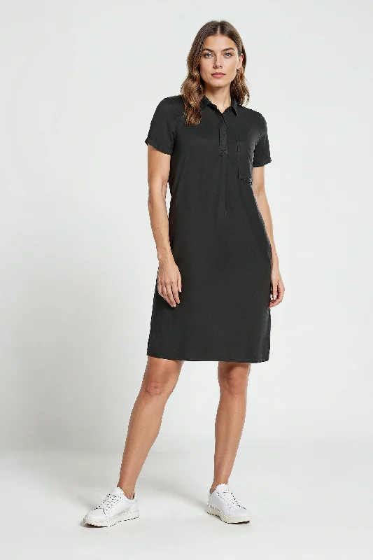 Tencel Short Sleeve Mini Dress | Shadow Grey Tunics Fashionable chic