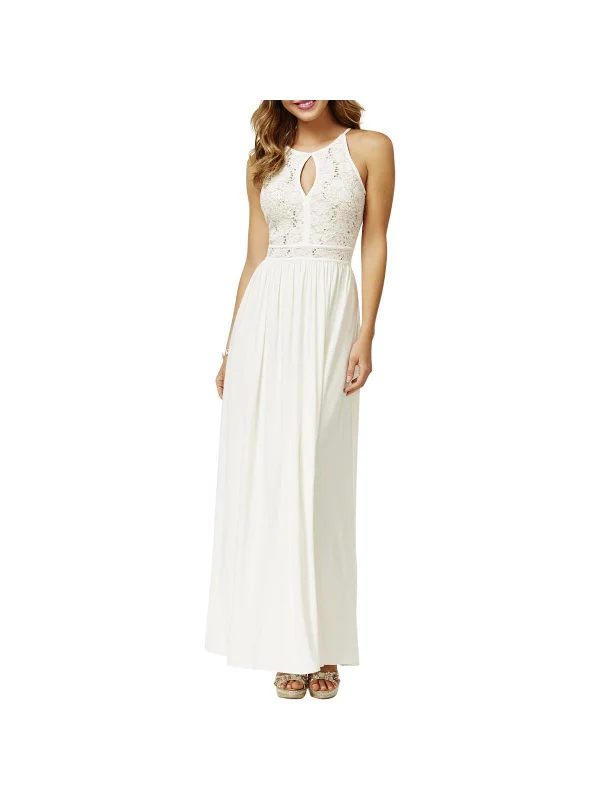 Juniors Womens Cut-Out Halter Evening Dress Boatneck Modish Everyday