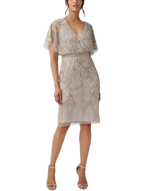Womens Beaded Knee-Length Sheath Dress Tunics Essential wardrobe