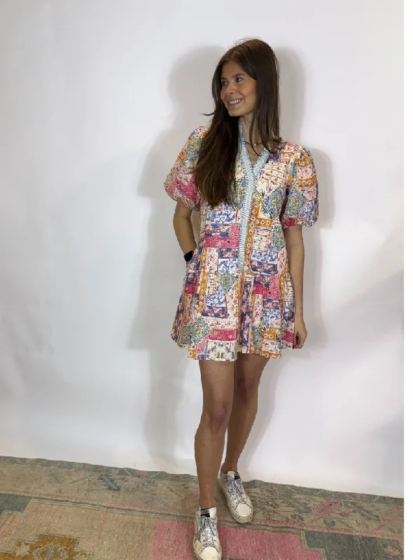 Greece Trip Mini Dress Comfortable Zip-Up Mini Dress
