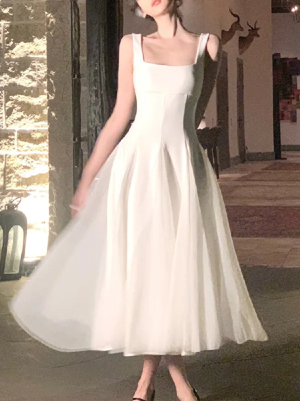Zjkrl - French Elegant Strap Midi Dress Women Solid Fairy Evening Party Dress Office Lady Sleeveless One Piece Dress Korean 2023 Summer A-Line Day Work Zjkrl - French Elegant Strap Midi Dress Women Solid Fairy Evening Party Dress Office Lady Sleeveless One Piece Dress Korean 2023 Summer A-Line Day Work