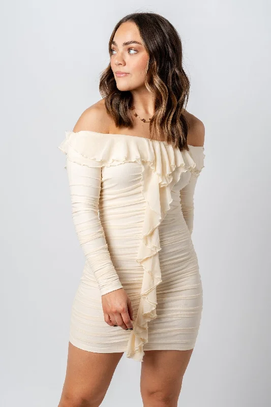 Mesh fairy mini dress milk Cozy Ruched Mini Dress
