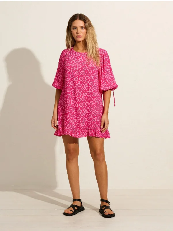 Auguste Lila Mini Dress Fuchsia Modern Satin Mini Dress