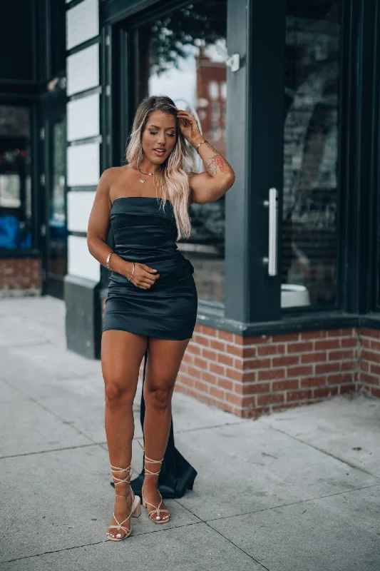 Quincy Bow Mini Dress (Black) FINAL SALE Stylish Plaid Mini Dress