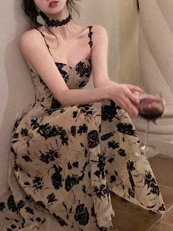 Summer Floral Strap Midi Dress Women Sleeveless Elegant Vintage Dress Evening Party One Piece Dress Korean Fashion Clothing Turtleneck Warm Winter Summer Floral Strap Midi Dress Women Sleeveless Elegant Vintage Dress Evening Party One Piece Dress Korean Fashion Clothing Turtleneck Warm Winter