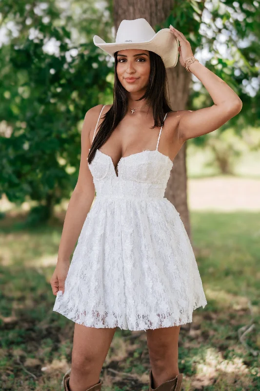 Cally Lace Bustier Mini Dress Fashionable Denim Mini Dress