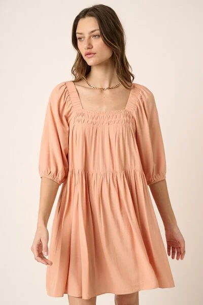 Mittoshop Pintuck Detail Tie Back Mini Dress Classic Floral Mini Dress