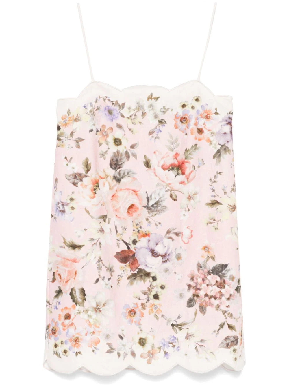 Acacia Scallop Mini Dress in Pink Floral Fashionable Button-Front Mini Dress