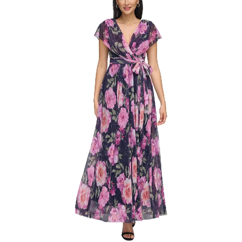 Womens Chiffon Metallic Maxi Dress Tunics Versatile all-occasion