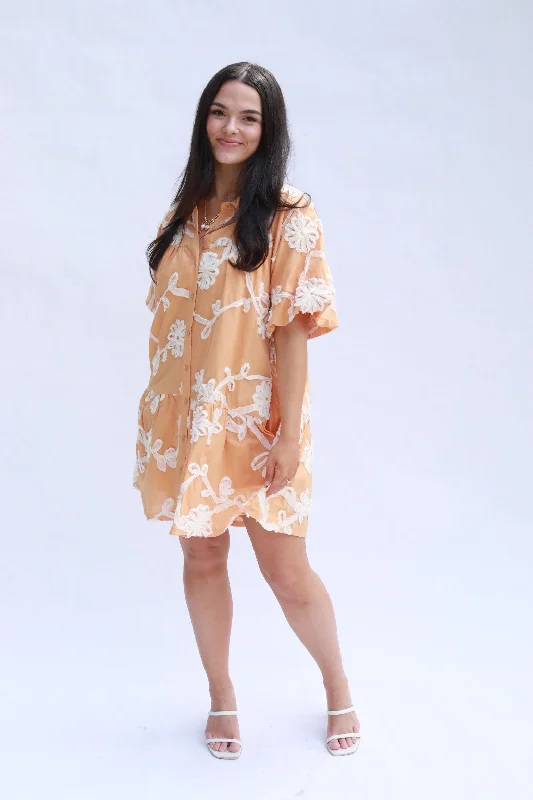 Embroidered Mini Dress Trendy Off-Shoulder Dress Mini