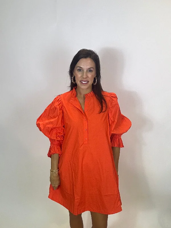 Park Mini Dress- Orange Comfortable Polka Dot Mini Dress