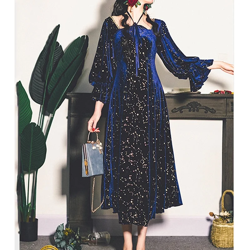 Zjkrl Vintage Party Dress Women Evening French Elegant Retro Dress Female Casual Long Sleeve Flroal Midi Dress Korean Autumn Chic Tunics Chinos classic