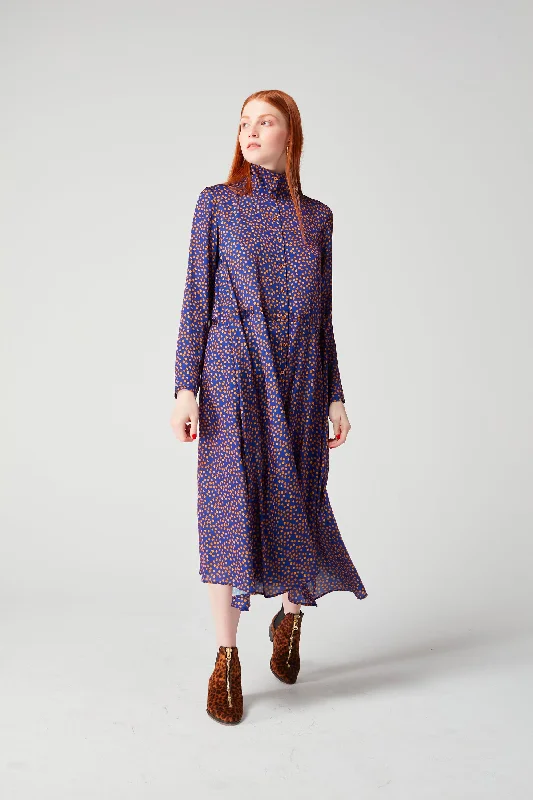 Java dress in navy blue Messy Dots Tunics Long Elegant