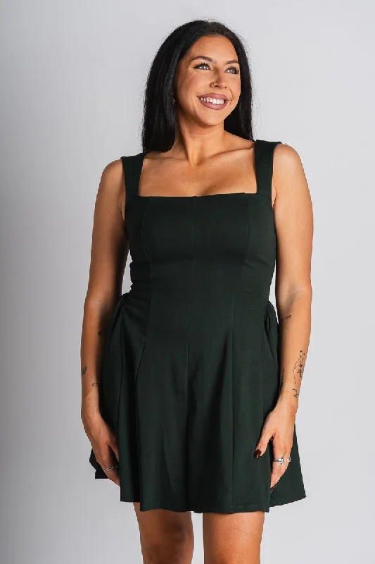 Princess mini dress forest green Fashionable Button-Front Mini Dress
