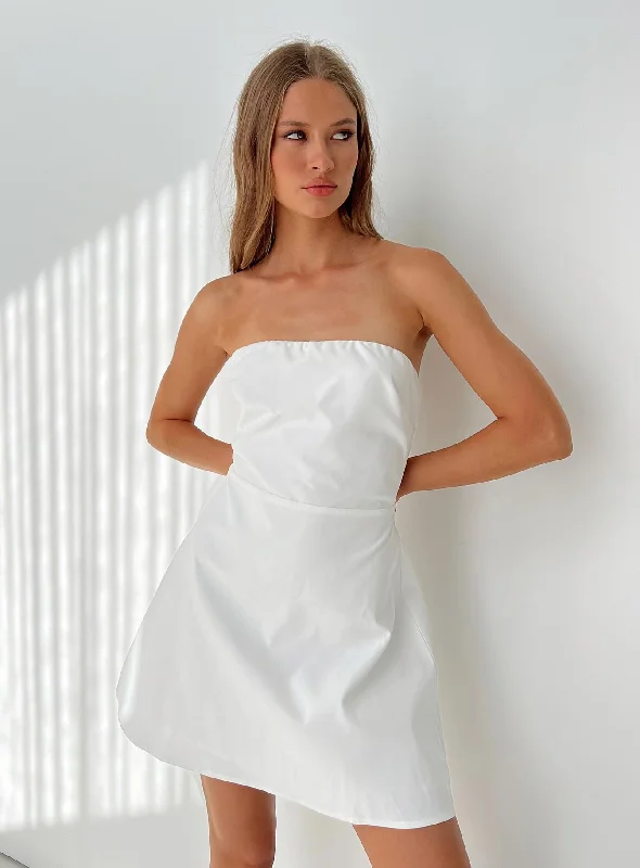 Ostro Strapless Mini Dress White Tunics Trousers formal