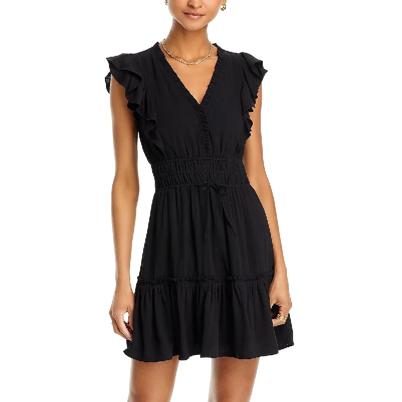 Womens Above knee Smocked Mini Dress Tunics Cozy comfortable