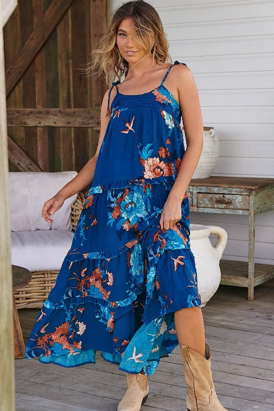 Abigail Singlet Maxi Dress - Blue Pencil Office Professional