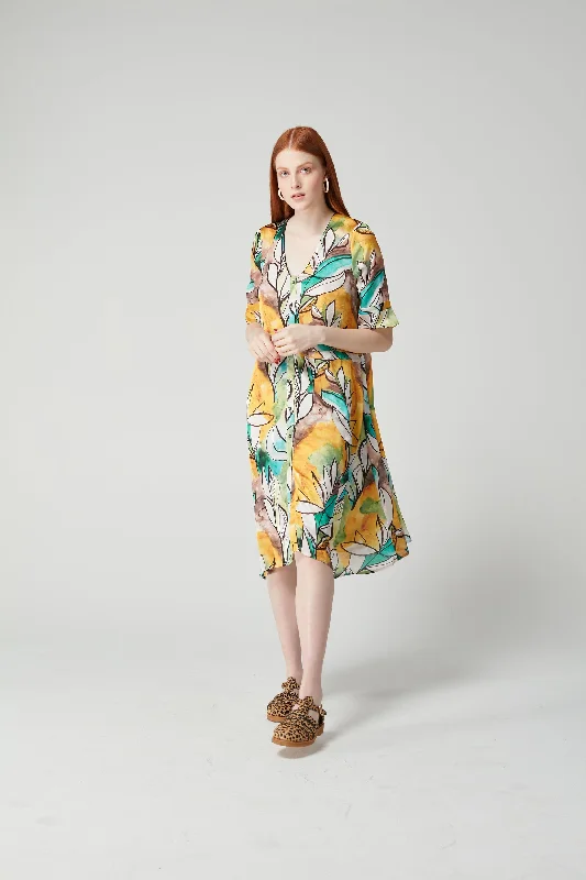 Java dress in Landscape print Turtleneck Neckline Stylish