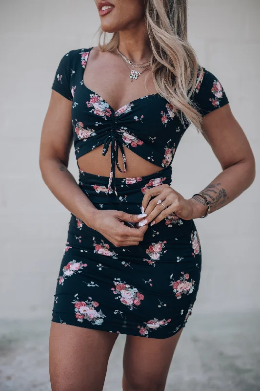 Last Dance Floral Mini Dress FINAL SALE Classic Black Mini Dress