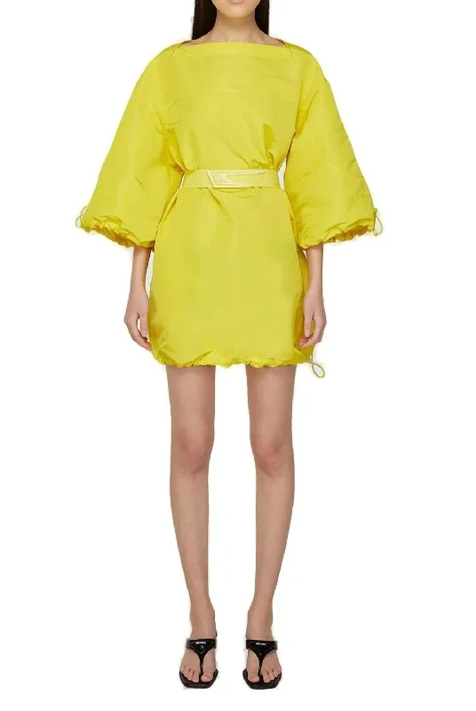 Nylon Dress With Belt In Citrus Tunics Yoga stretchy