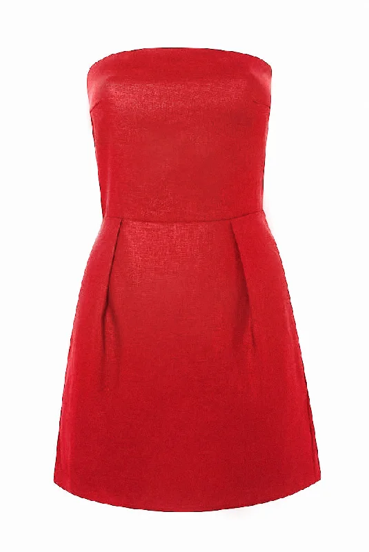 'Yves Uro' Mini Dress - Tomato Red Trendy Tie-Dye Mini Dress