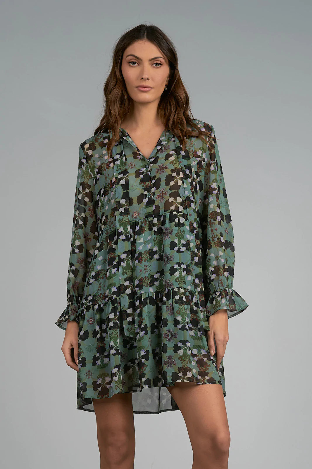 Elan Chance Green Orchid Mini Dress Stylish Plaid Mini Dress