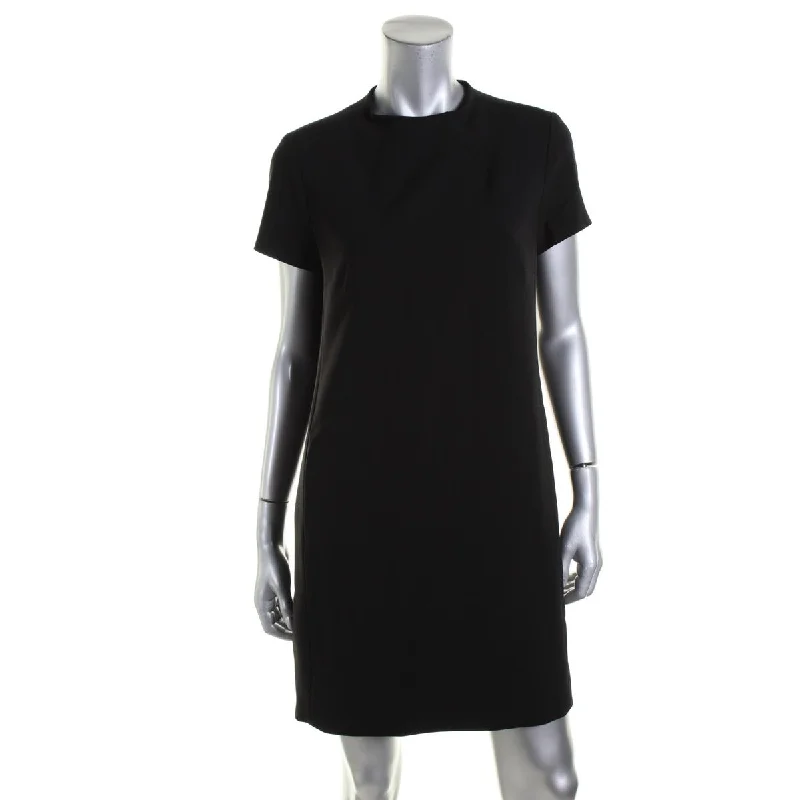 Jasneah Womens Funnel Neck Short Sleeves Mini Dress Tunics Versatile functional