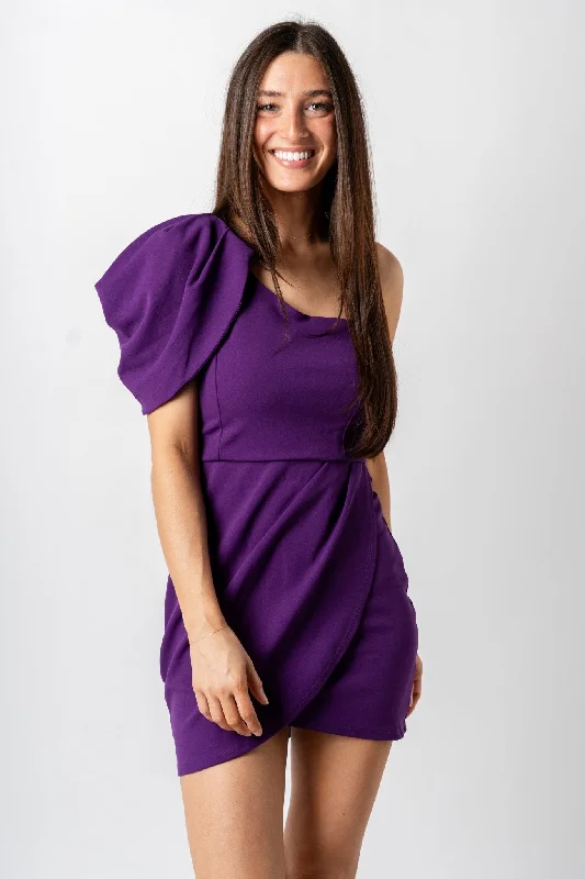 One shoulder mini dress ultra violet Comfortable Off-Shoulder Mini Dress
