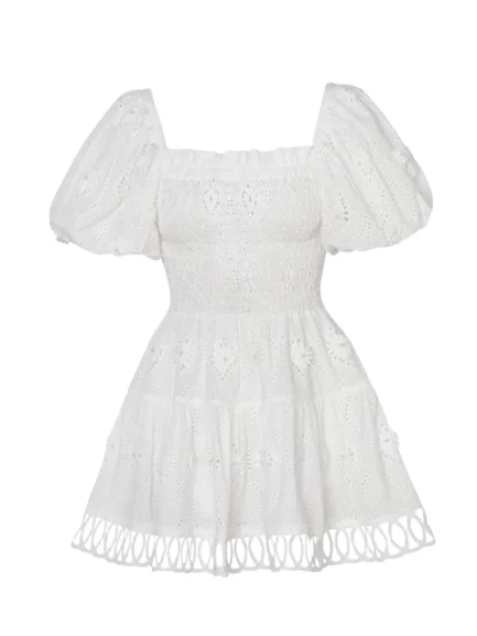 Eleonora Mini Dress in White Chic Sleeveless Mini Dress