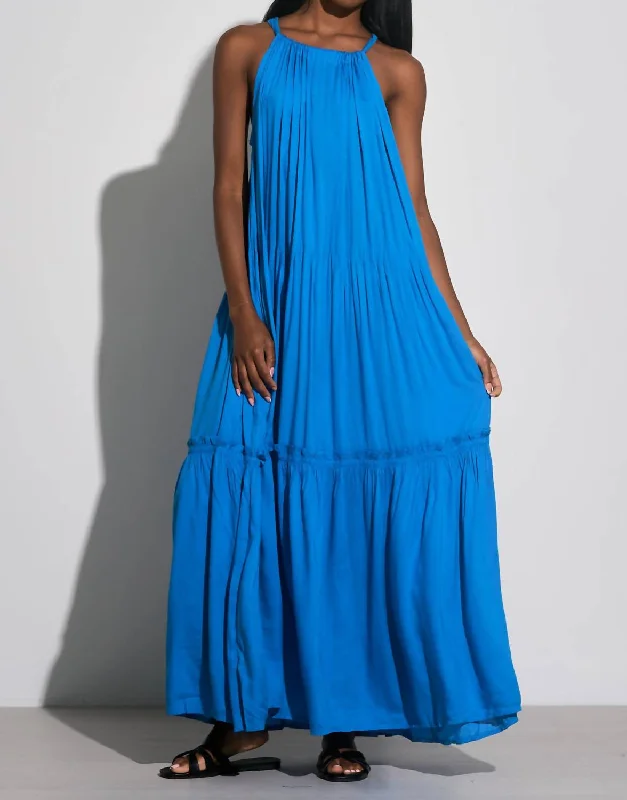 Maxi Tiered Dress In Blue Tunics Wedding white
