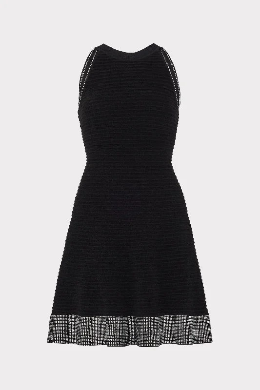 Crystal Trim Knit Mini Dress Tunics Lace romantic