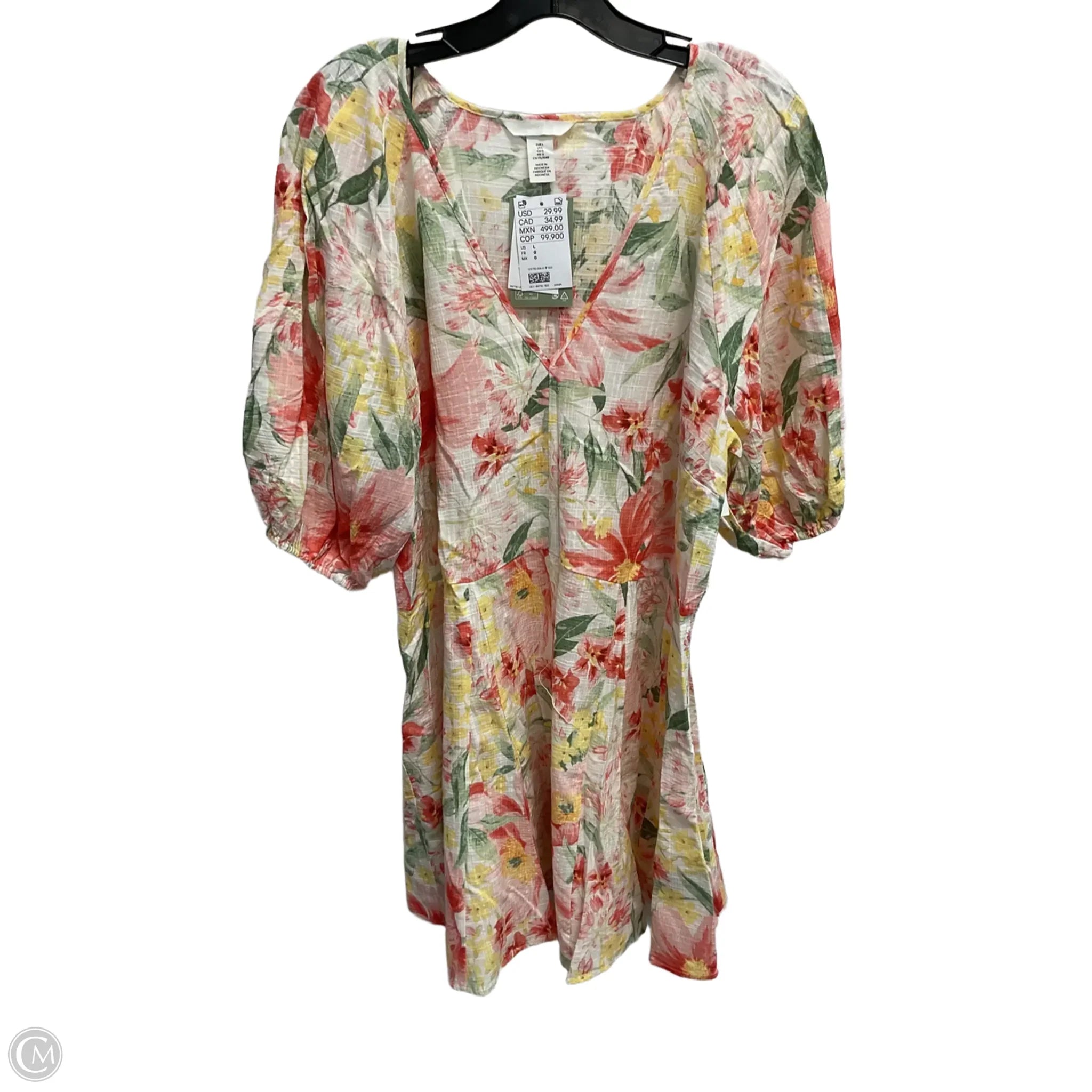 Dress Casual Short By H&m In Floral Print, Size: L Tunics Silk luxurious