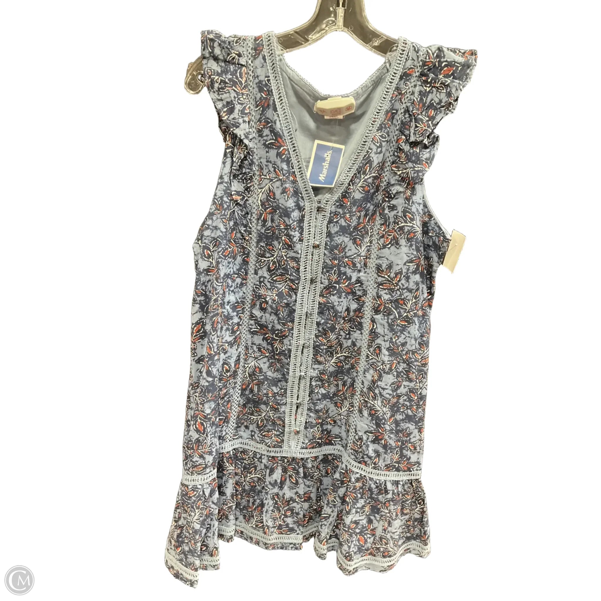 Dress Casual Midi By Lucky Brand In Blue & Red, Size: M Square Neckline Feminine