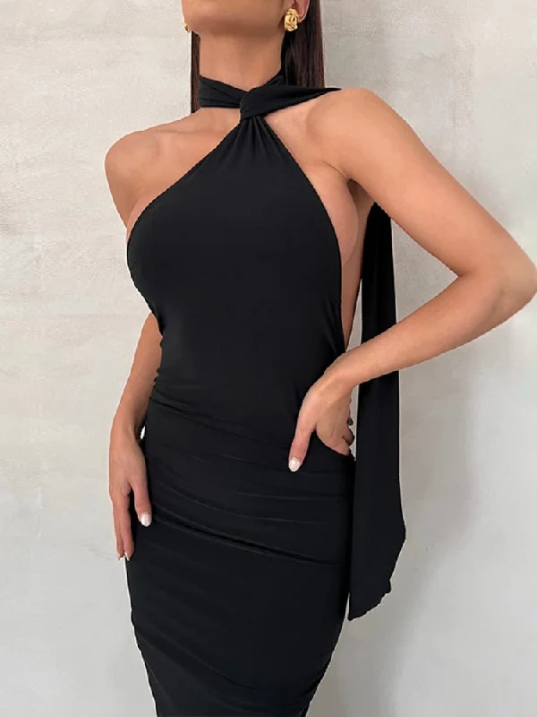 Zjkrl - Elegant Backless Party Dress for Women Summer Sexy Halter Neck Bodycon Maxi Dress 2023 Evening Club Long Dress Black Vestido Tunics Versatile all-occasion Zjkrl - Elegant Backless Party Dress for Women Summer Sexy Halter Neck Bodycon Maxi Dress 2023 Evening Club Long Dress Black Vestido Tunics Versatile all-occasion