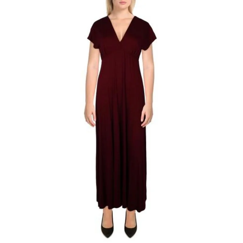 Plus Womens Knit Sleeveless Maxi Dress Crew Neckline Casual