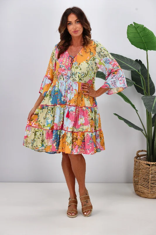 Dreamcatcher Rowan Mini Dress Multi Elegant Lace-Up Mini Dress