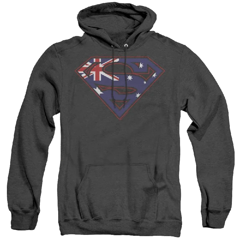 Superman Australian Shield - Heather Pullover Hoodie Zipper Front Cardigan