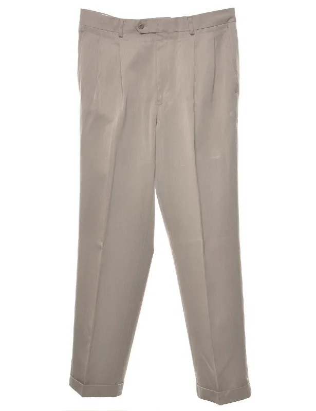 Stafford Light Brown Suit Trousers - W34 L32 Trousers High Rise Slim Fit
