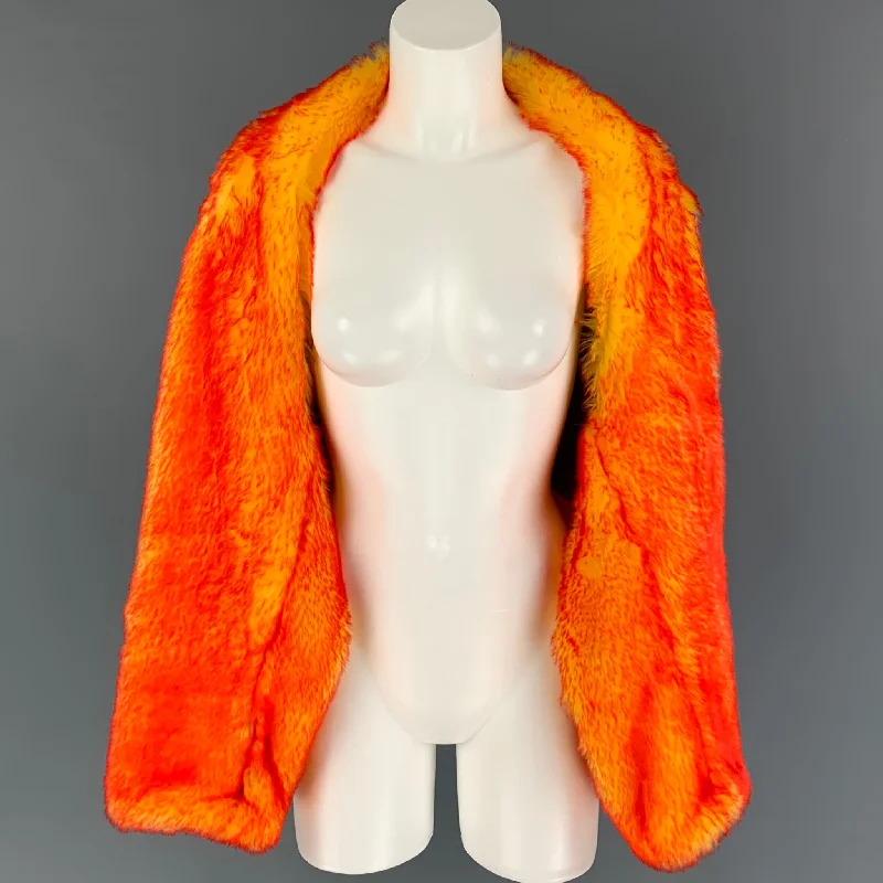 DRIES VAN NOTEN FW 19 Size One Size Orange Yellow Faux Fur Cropped Coat Front Pockets Side Pockets Patch Pockets DRIES VAN NOTEN FW 19 Size One Size Orange Yellow Faux Fur Cropped Coat Front Pockets Side Pockets Patch Pockets