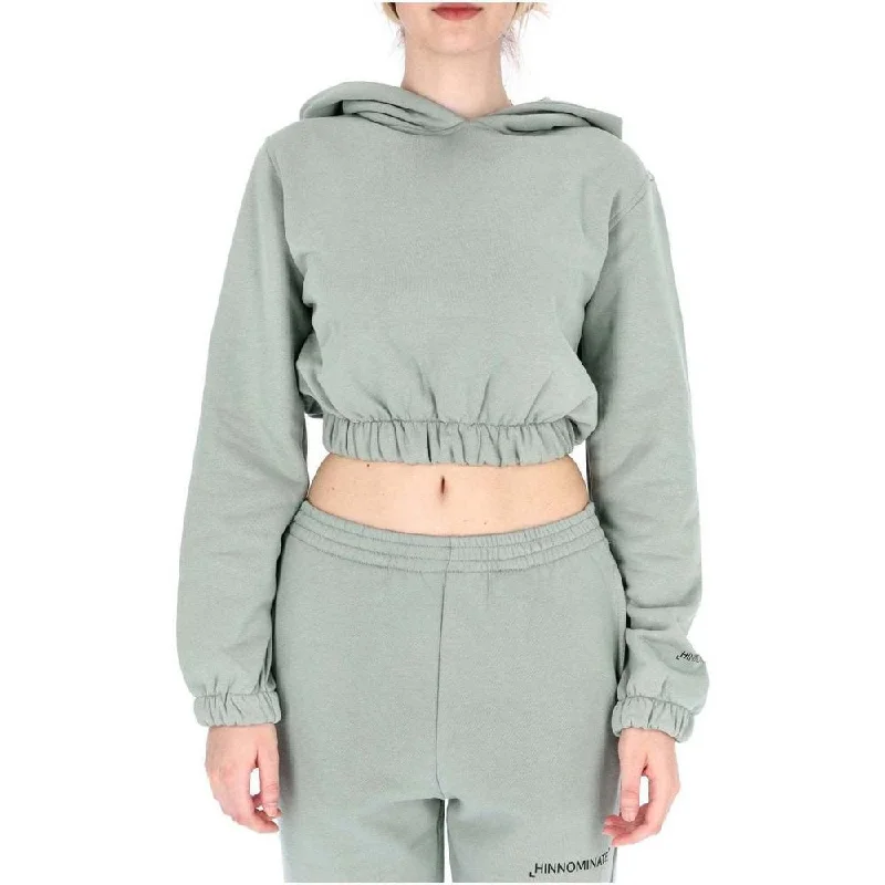 Hinnominate Chic Cropped Hooded Cotton Sweatshirt Hoodie Jacket Zipper Layering