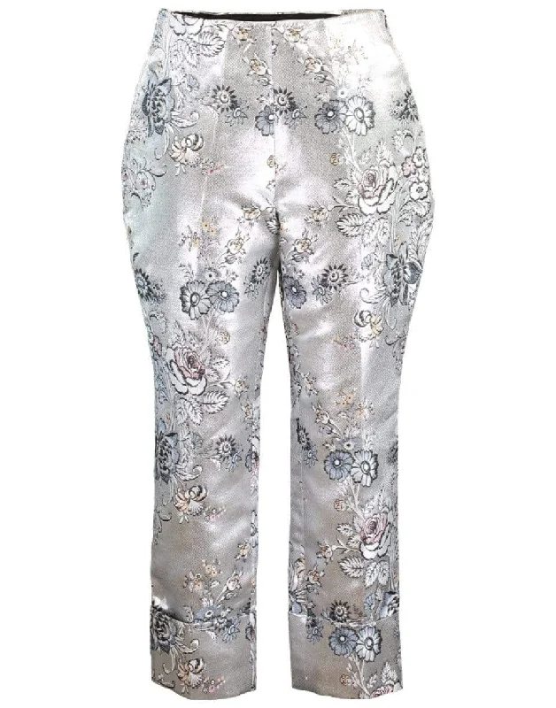 Warner Floral Jacquard Trouser Trousers Travel Practical