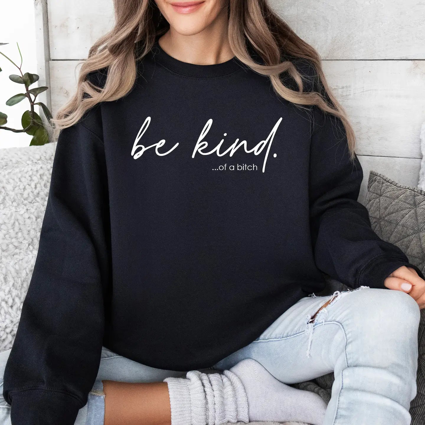 Be Kind.... Long Sleeve Sweatshirt Hoodie with Contrast Stitching Detailed Premium