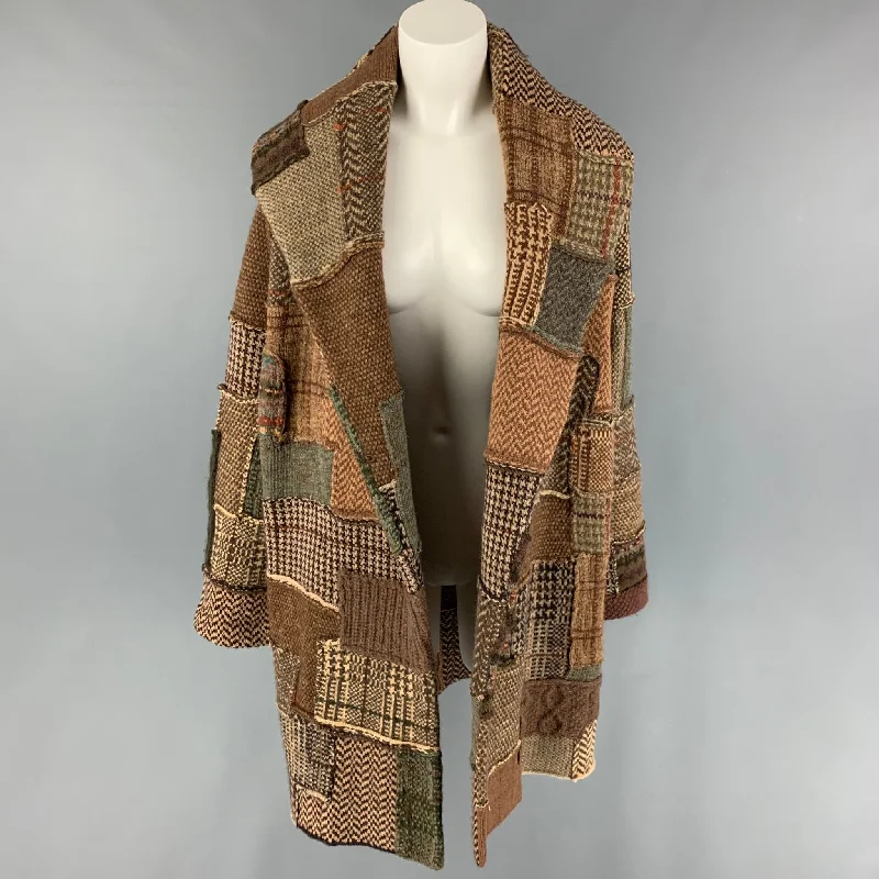 RALPH LAUREN 2009 Collection Size XS Brown Tan Olive Wool Blend Patchwork Coat Bomber Jacket Denim Jacket Leather Jacket RALPH LAUREN 2009 Collection Size XS Brown Tan Olive Wool Blend Patchwork Coat Bomber Jacket Denim Jacket Leather Jacket