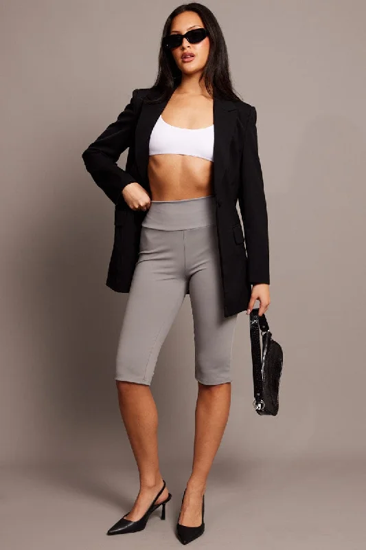 Grey Capri Leggings Trendy Sporty Compression Leggings