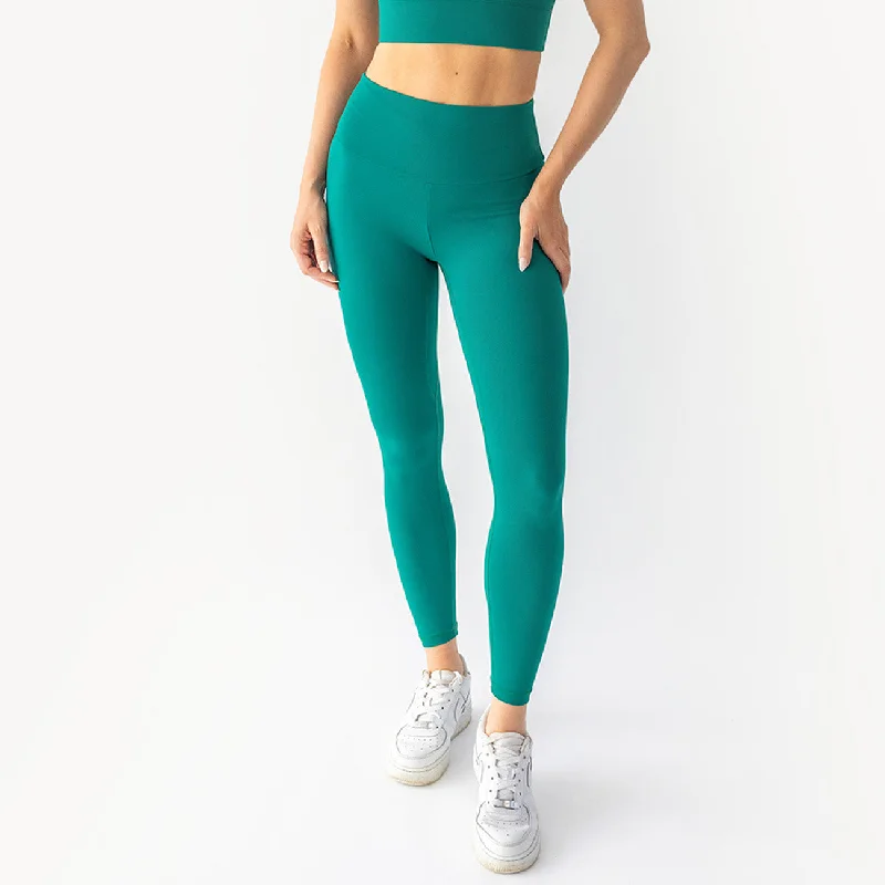 Pine Green Active Leggings Comfortable Ribbed Sports Leggings