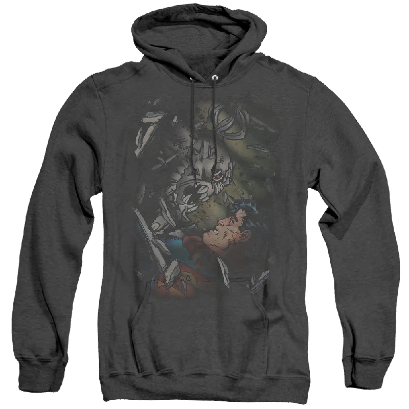 Superman Epic Battle - Heather Pullover Hoodie Deep Neck Pullover