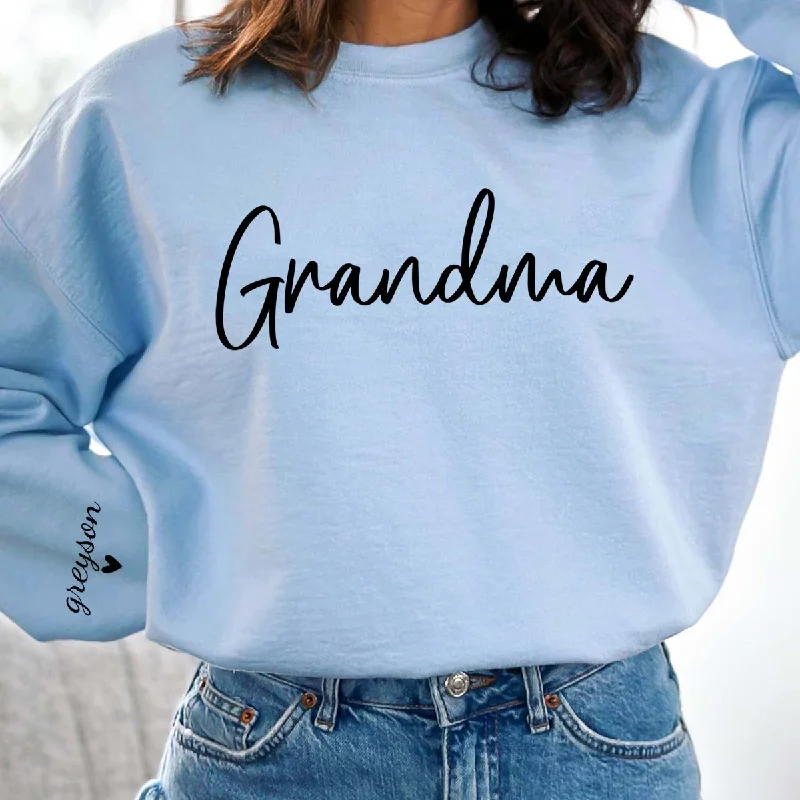 Custom Grandma Crew Sweatshirt Zip Hoodie Drawstring Kangaroo Pocket