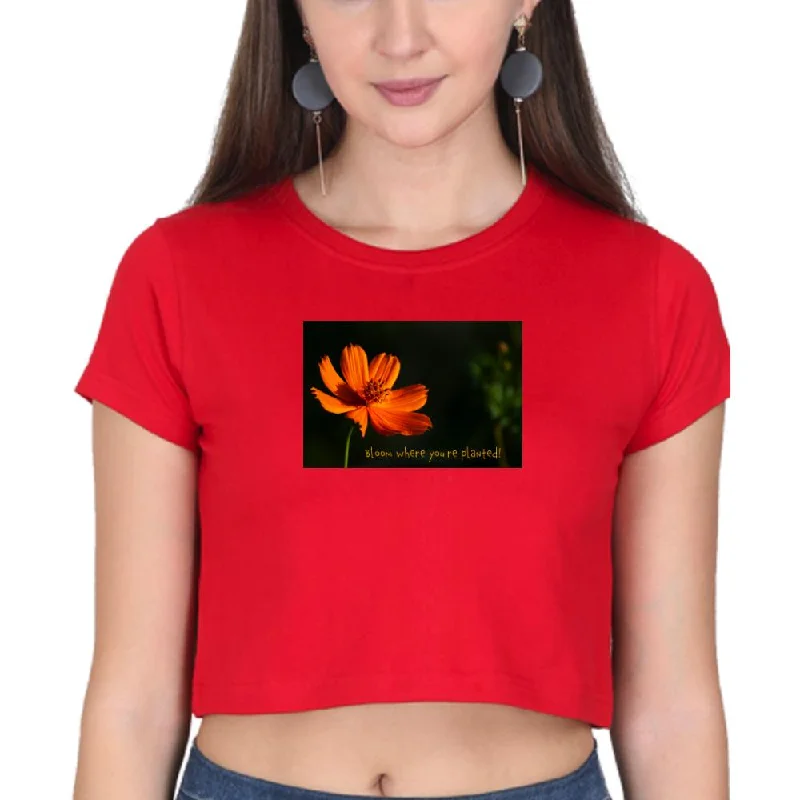 Crop Top for Ladies (BLOOM) Solid Print Embellished